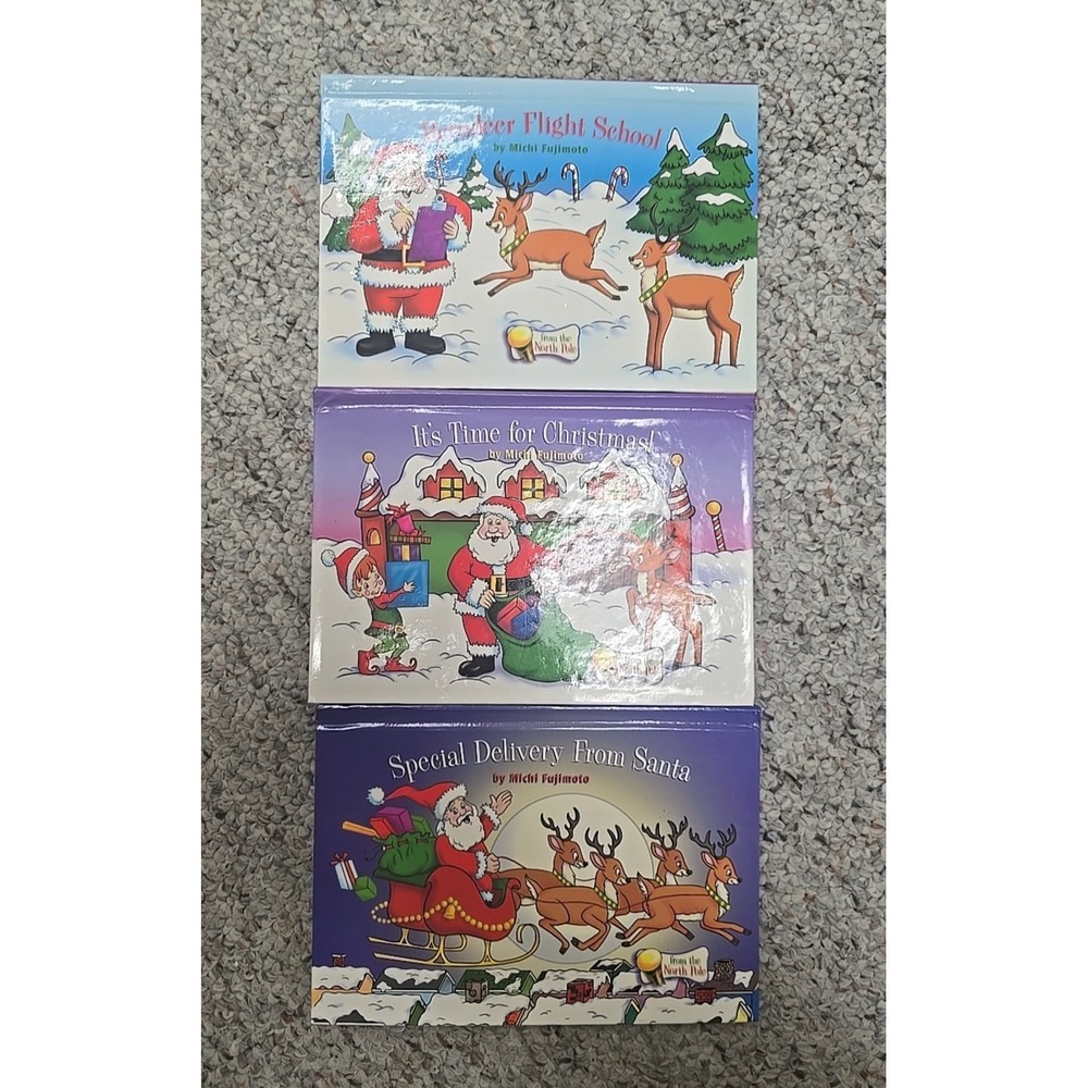 Lot of 3 Vintage Santa Claus Holiday Christmas Pop-Up Hardcover Children's Books